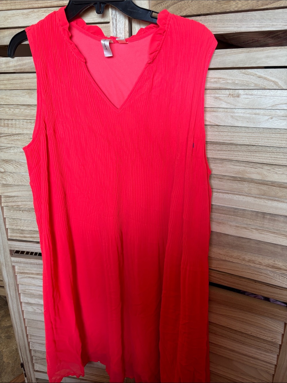 Tacera Bright Coral Sleeveless V-Neck Dress XL